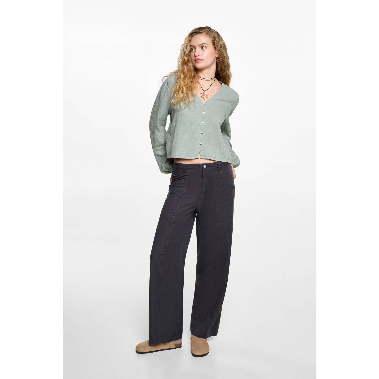 MANGO TEEN blouse lichtgroen