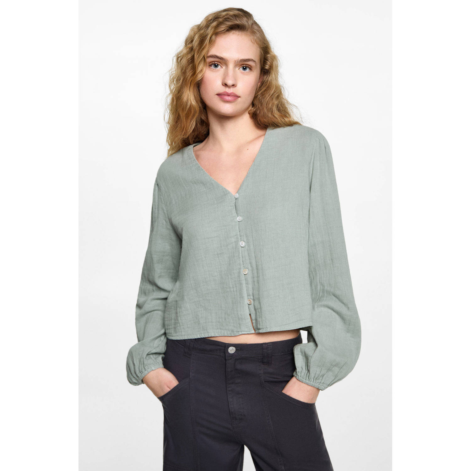 MANGO TEEN blouse lichtgroen