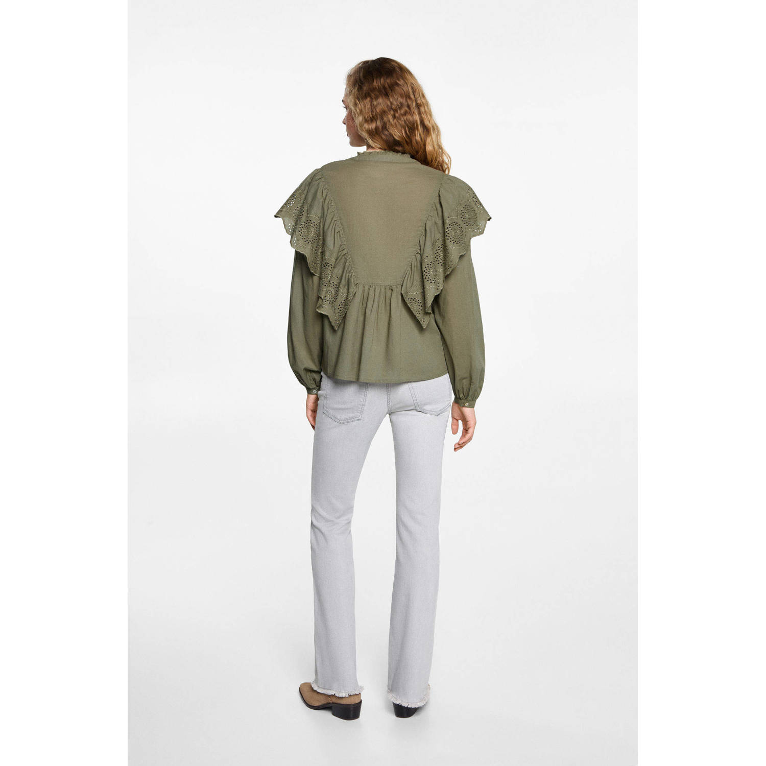MANGO TEEN blousetop kaki broderie
