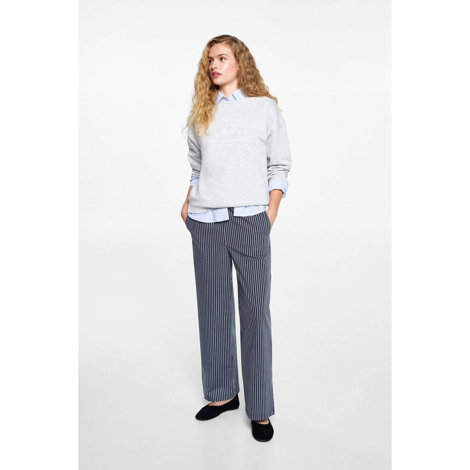 MANGO TEEN wide leg casual broek marine