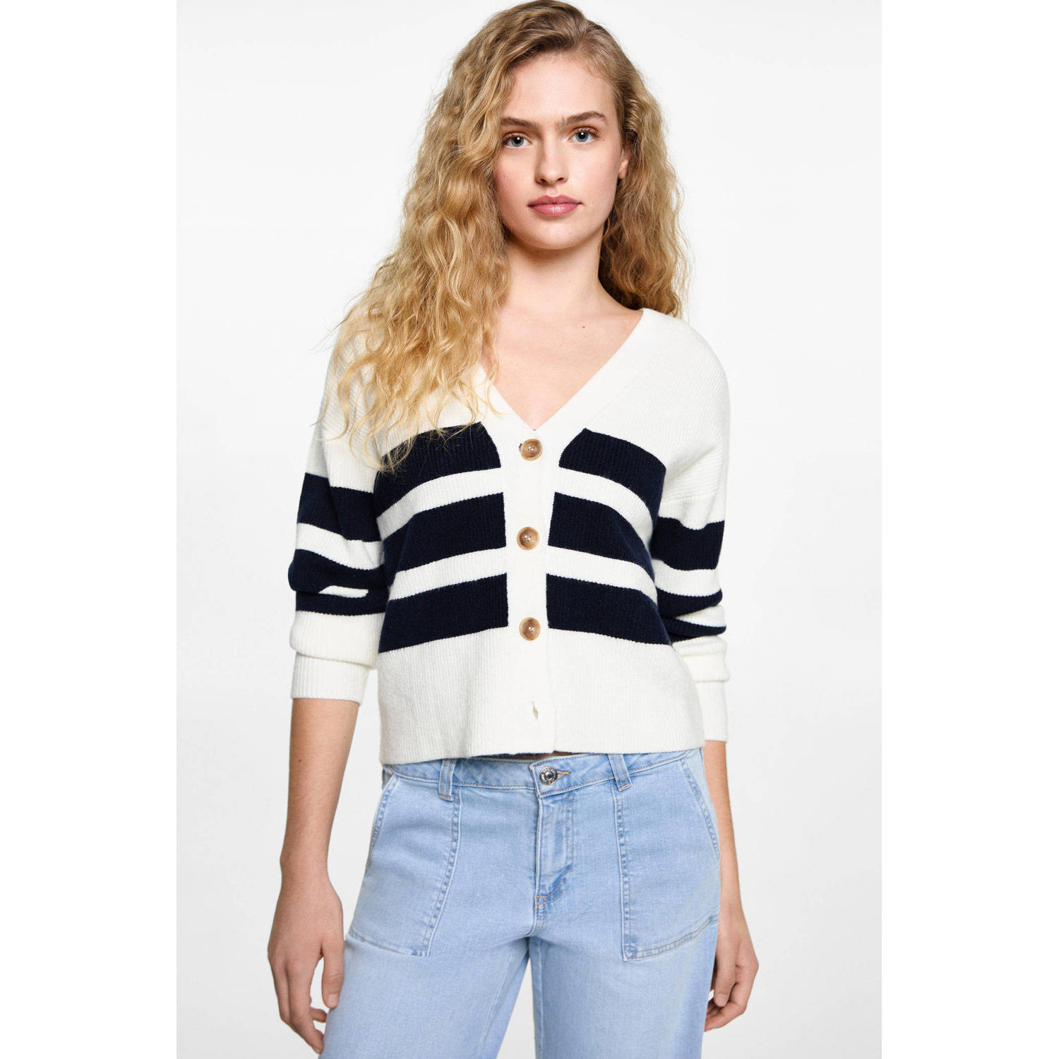 MANGO TEEN vest wit gebreid