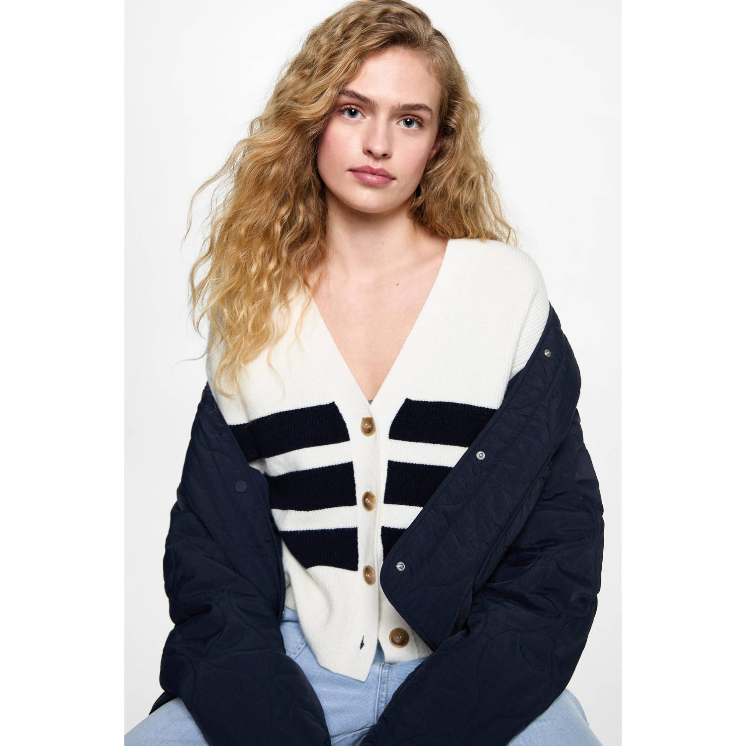 MANGO TEEN vest wit gebreid