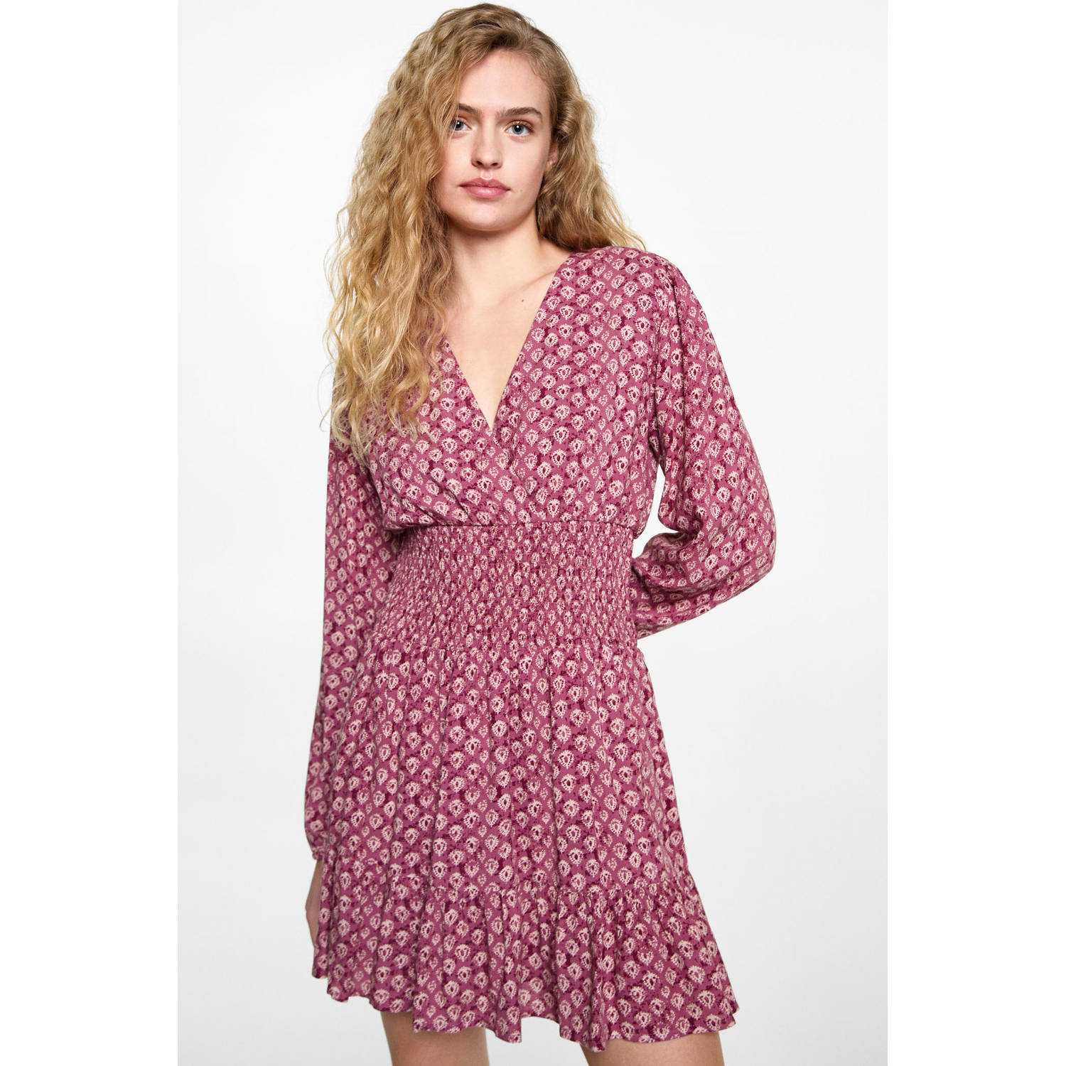 MANGO TEEN korte jurk donkerrood