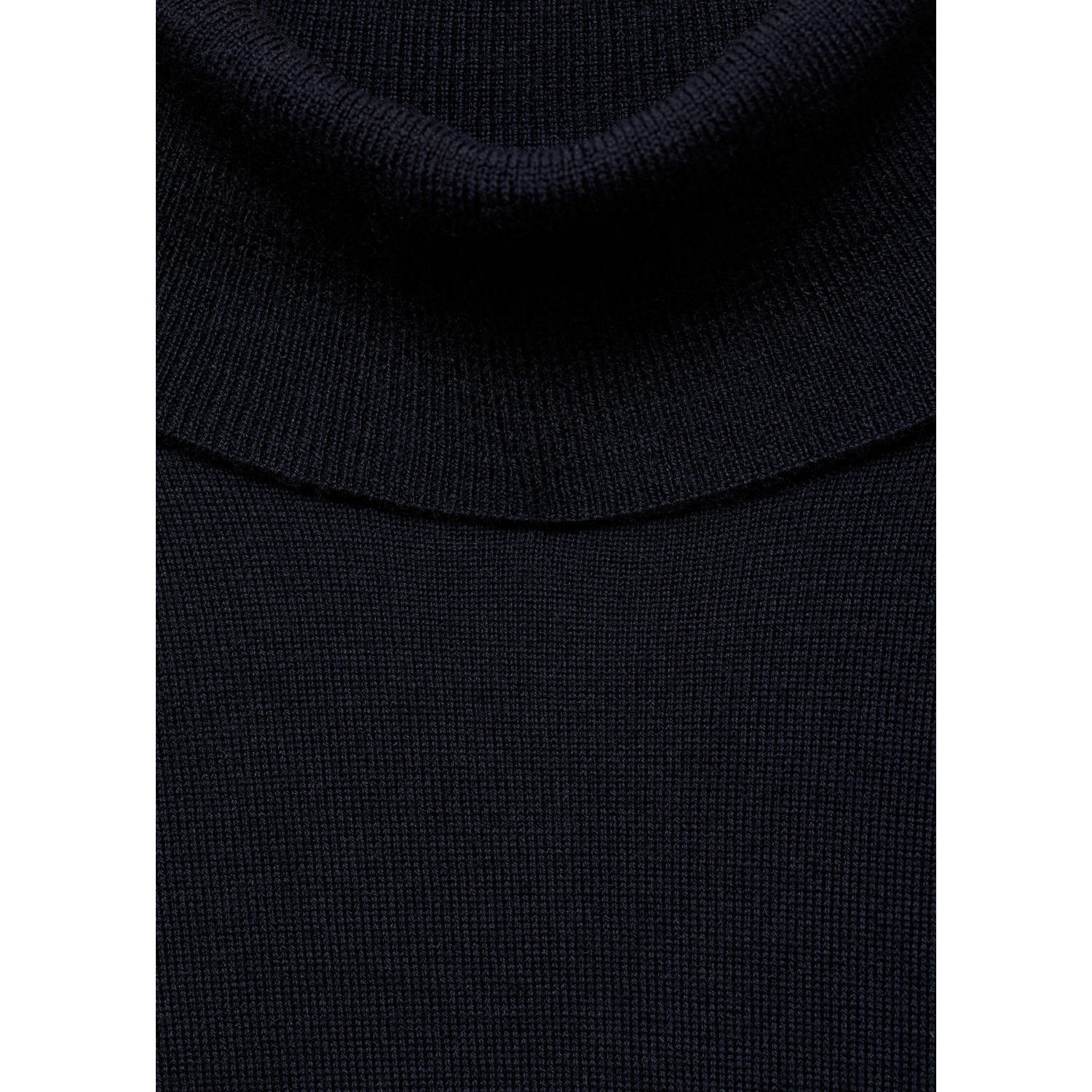 Mango Man coltrui fijn gebreid donkerblauw