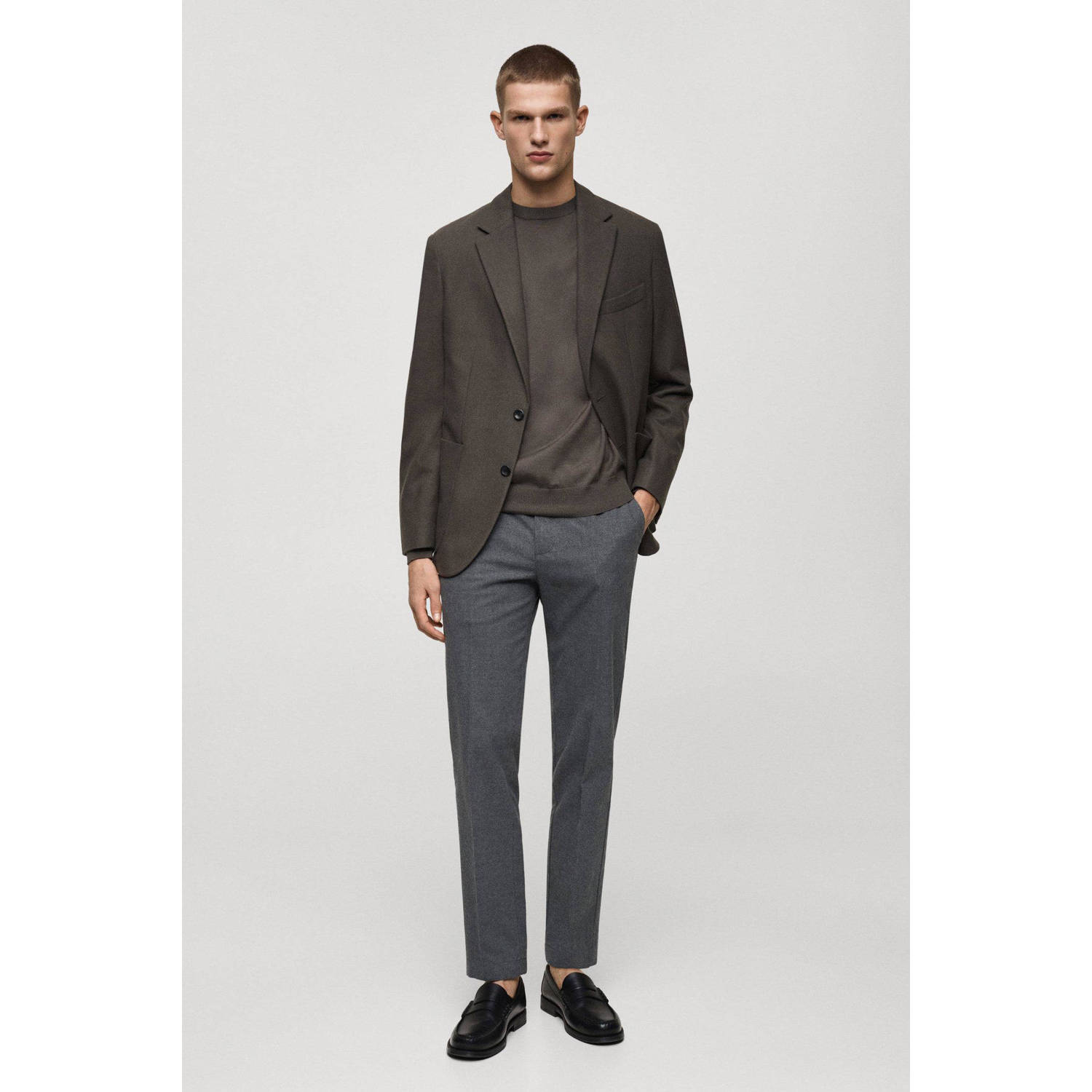 Mango Man regular pantalon grijs