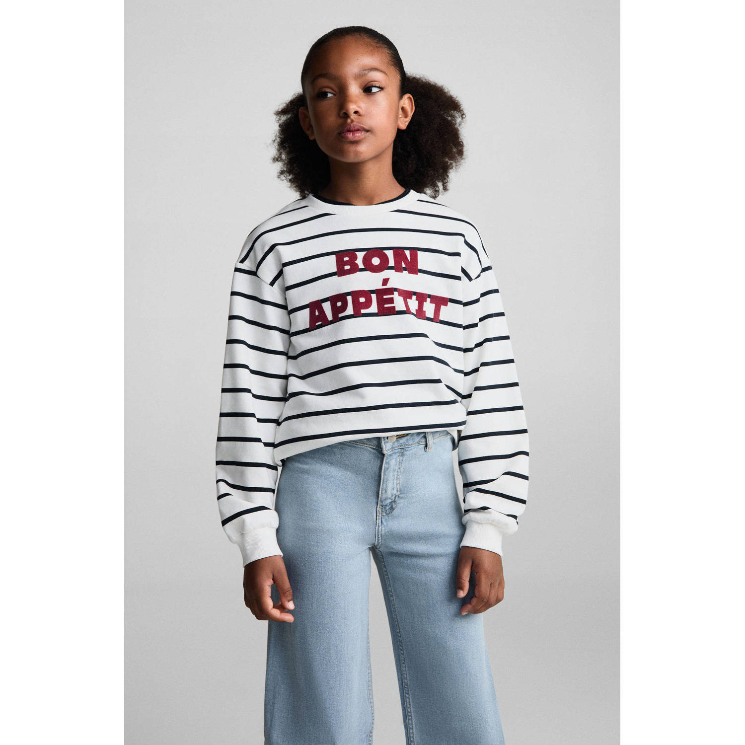 Mango Kids wide leg regular waist jeans light blue denim