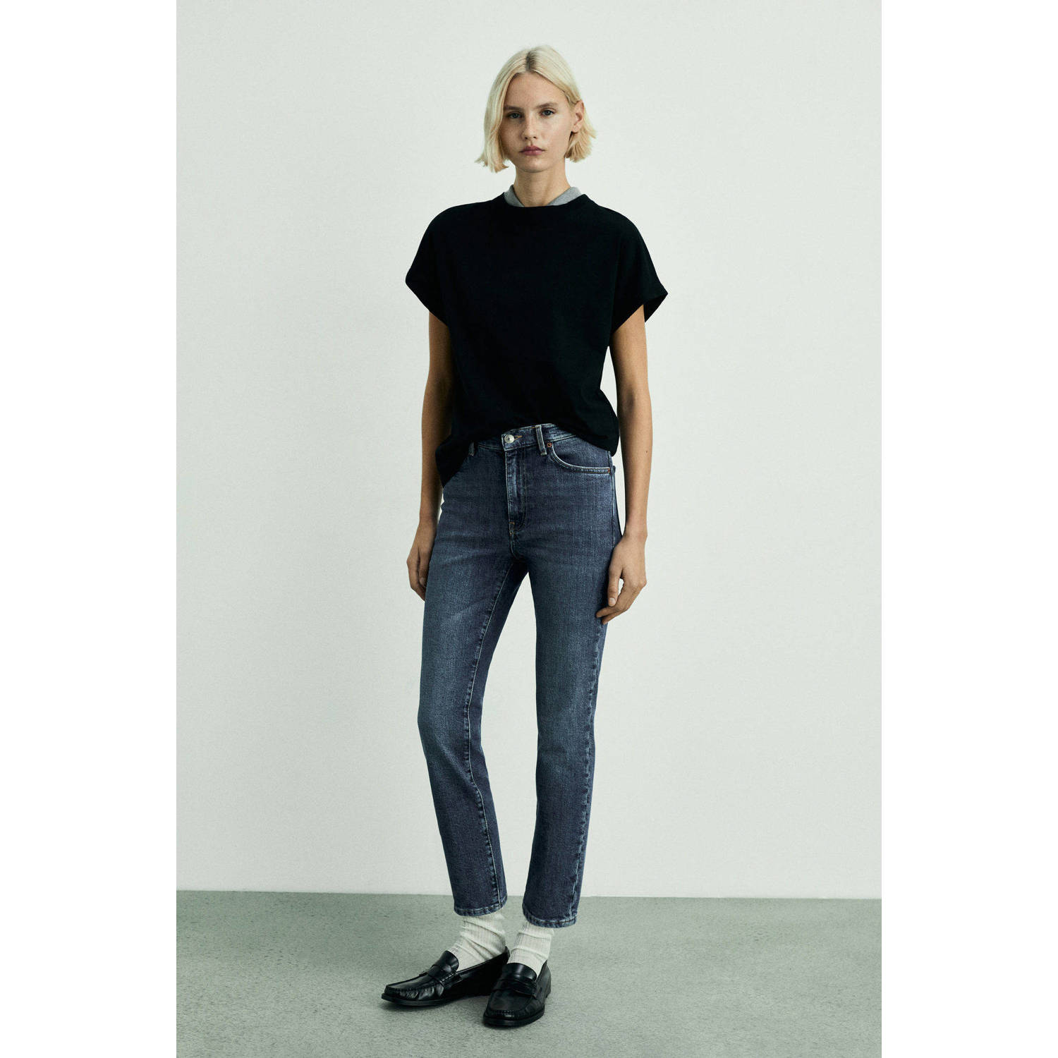Mango regular waist dark blue denim