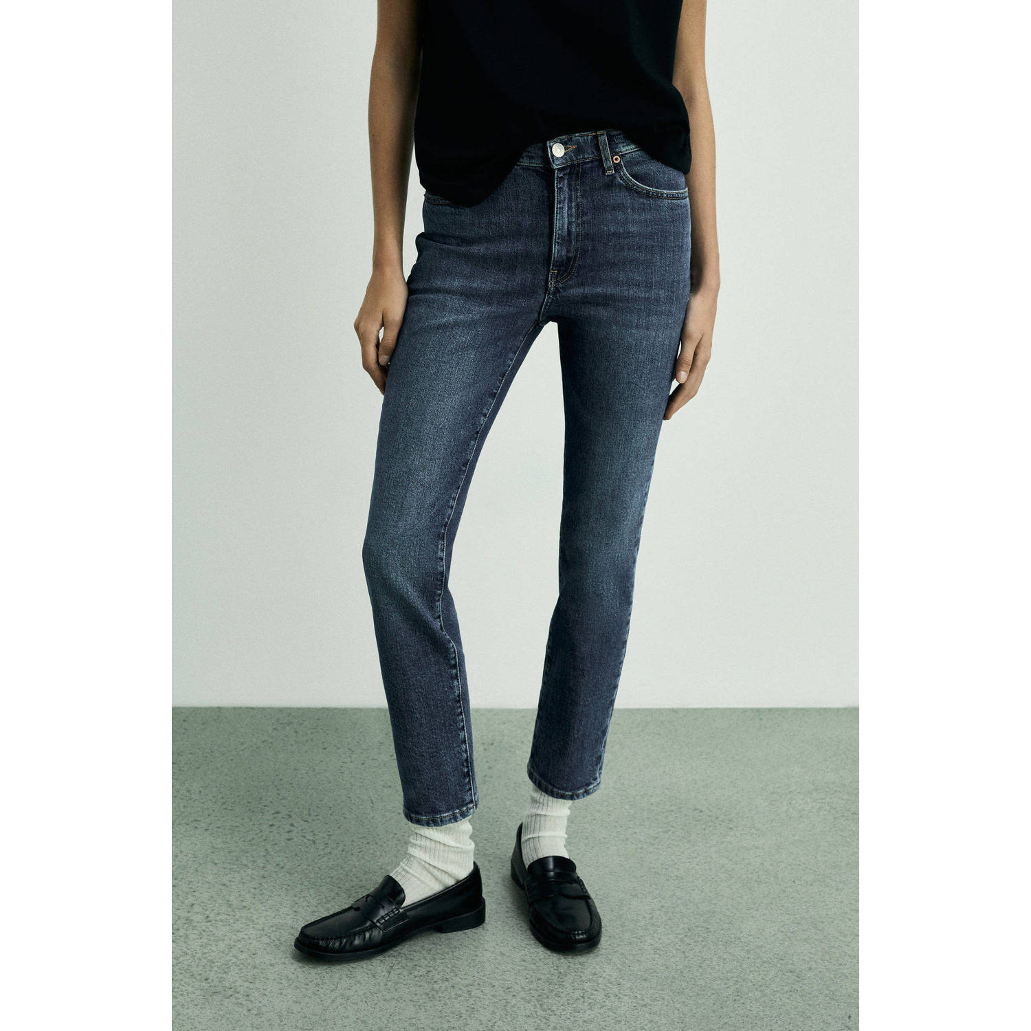 Mango regular waist dark blue denim