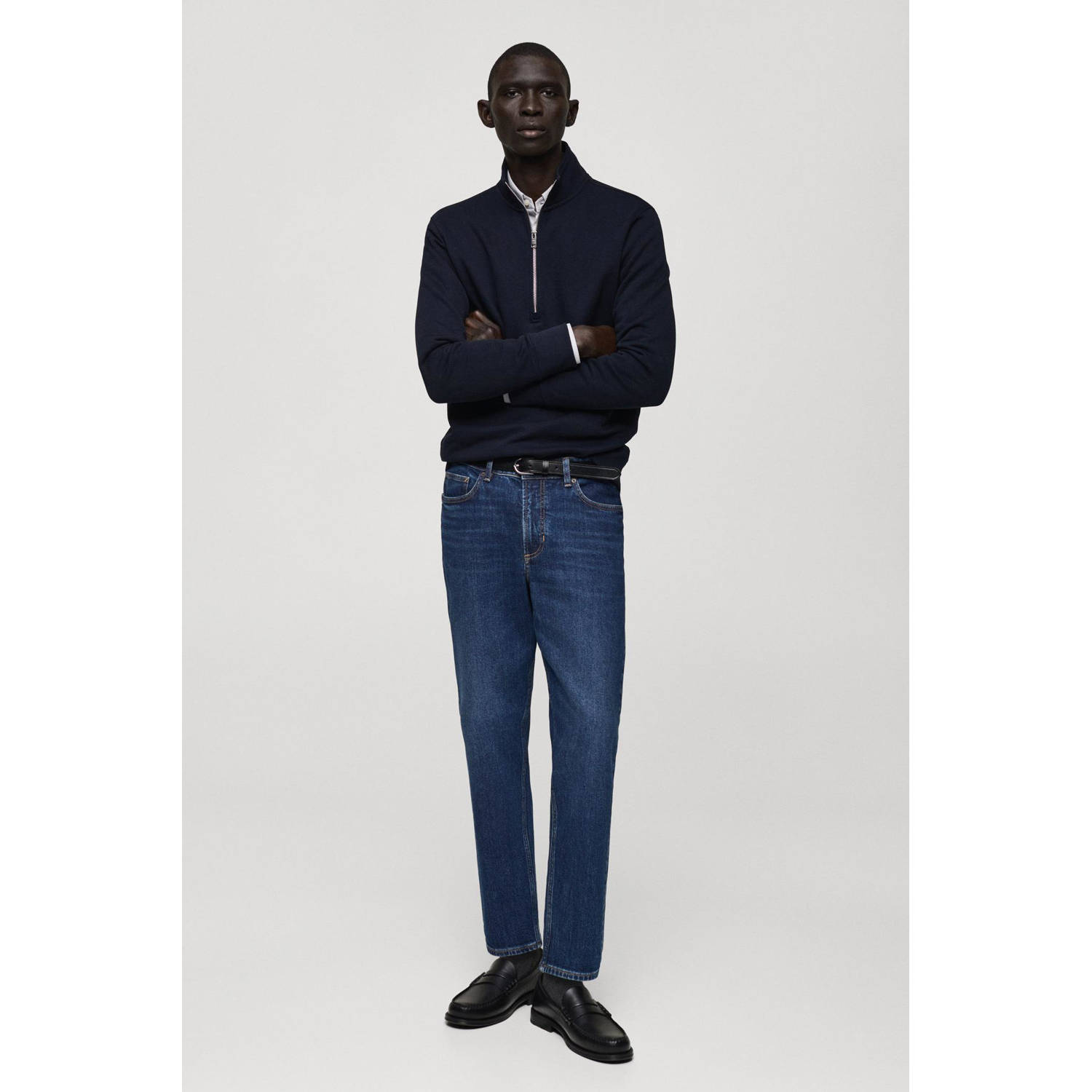 Mango Man tapered jeans changeant blauw