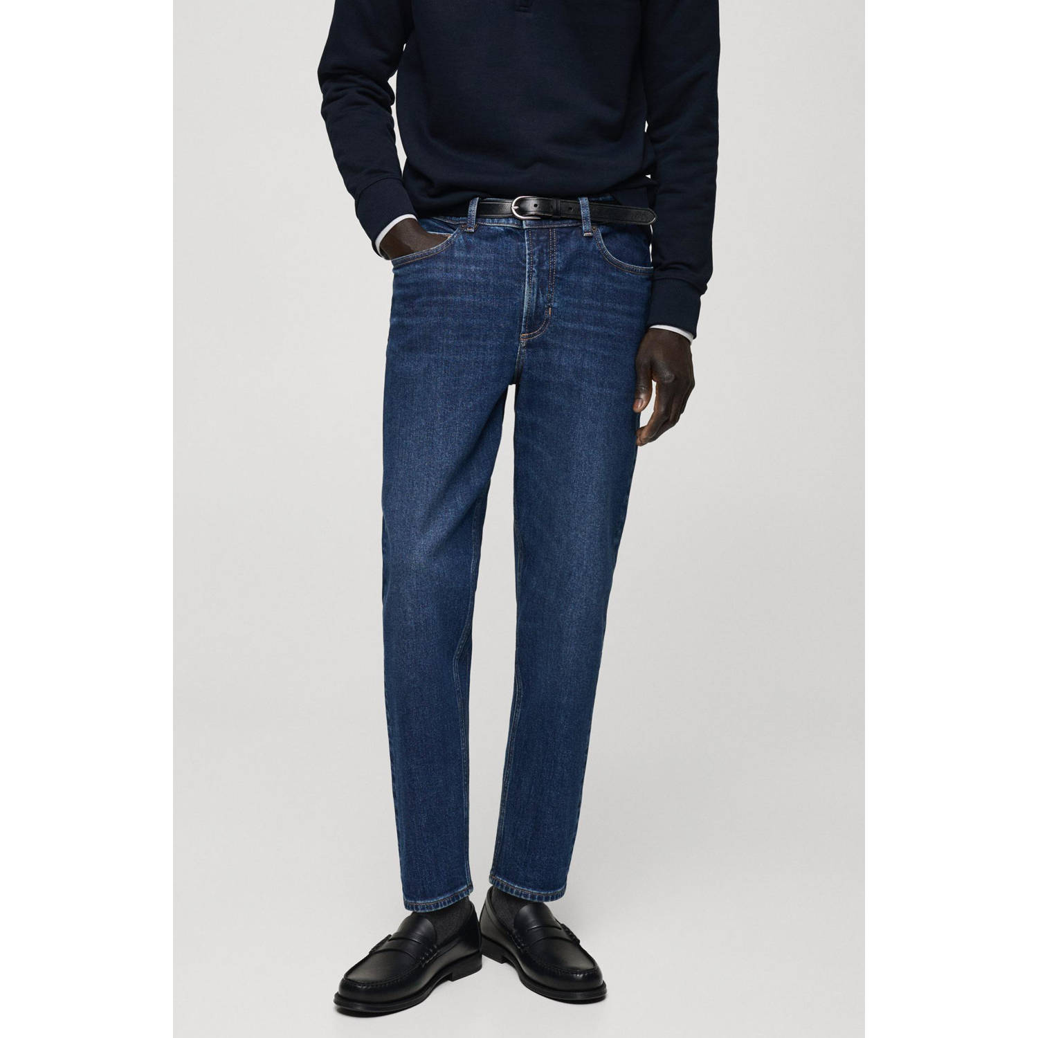 Mango Man tapered jeans changeant blauw