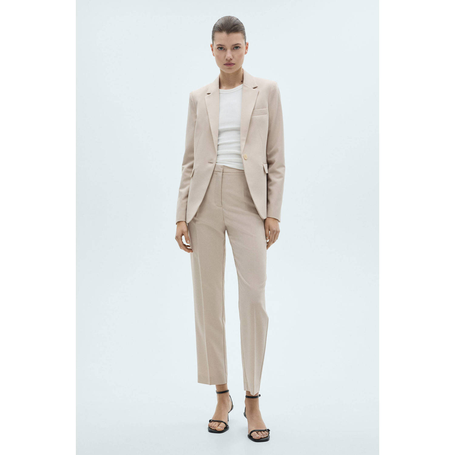 Mango straight fit pantalon beige