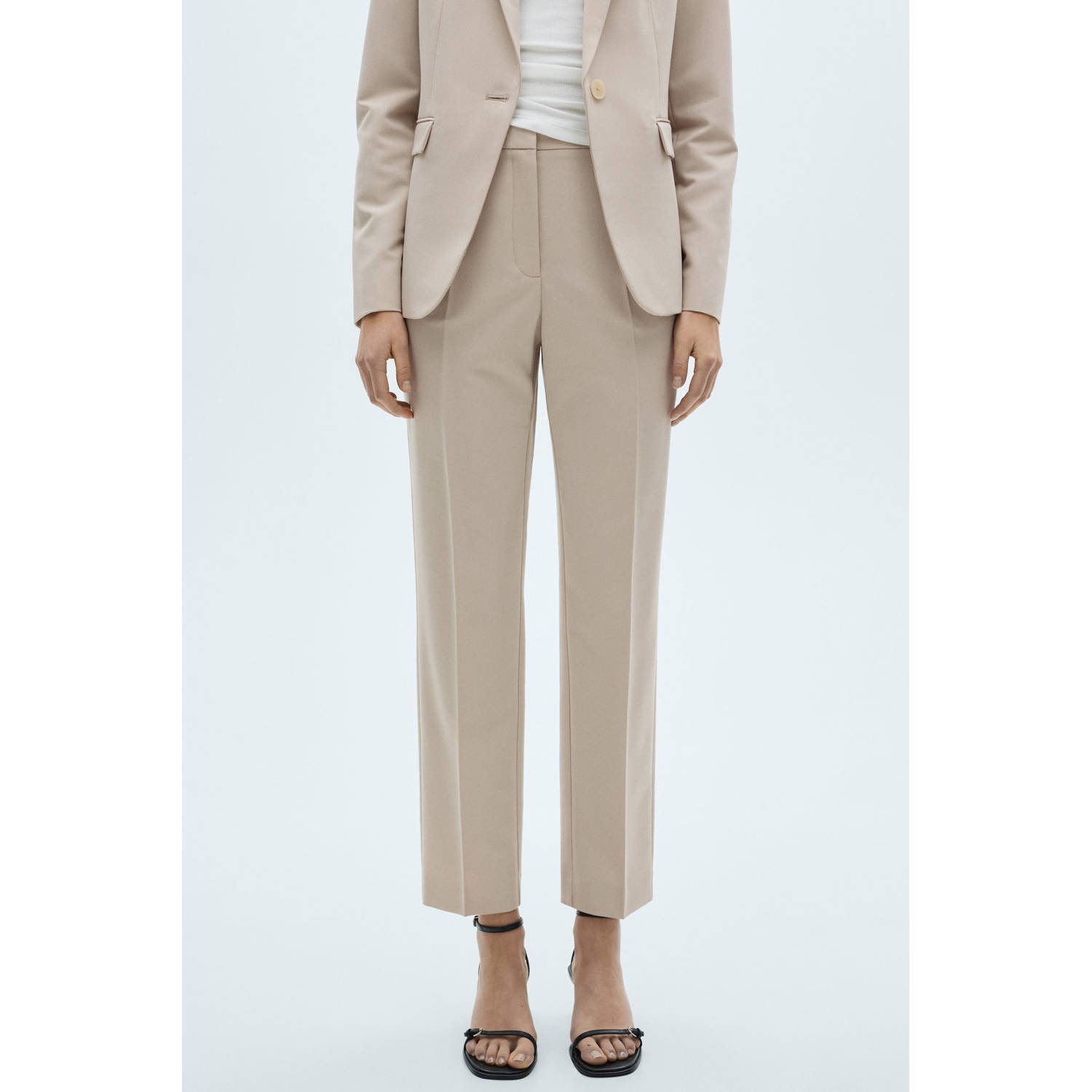 Mango straight fit pantalon beige