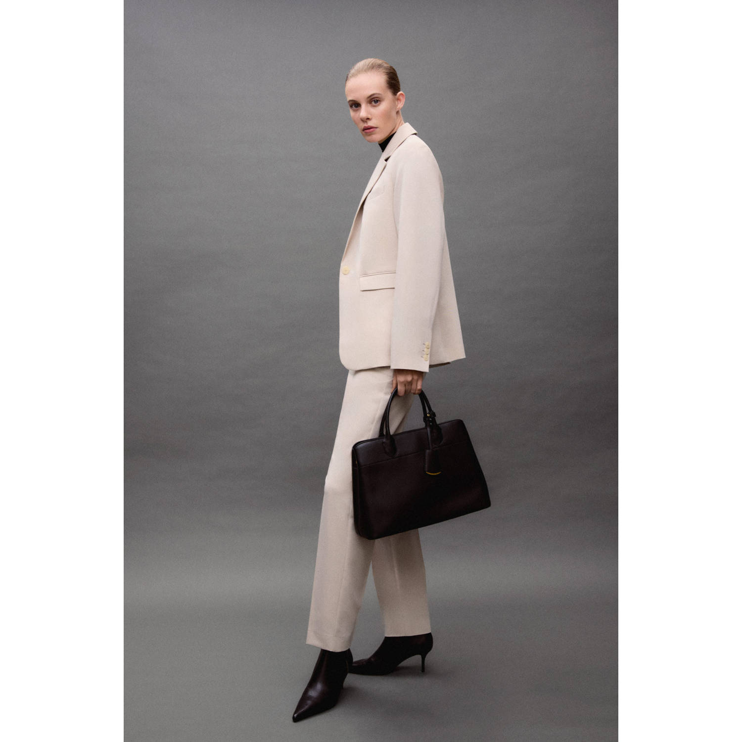Mango straight fit pantalon beige