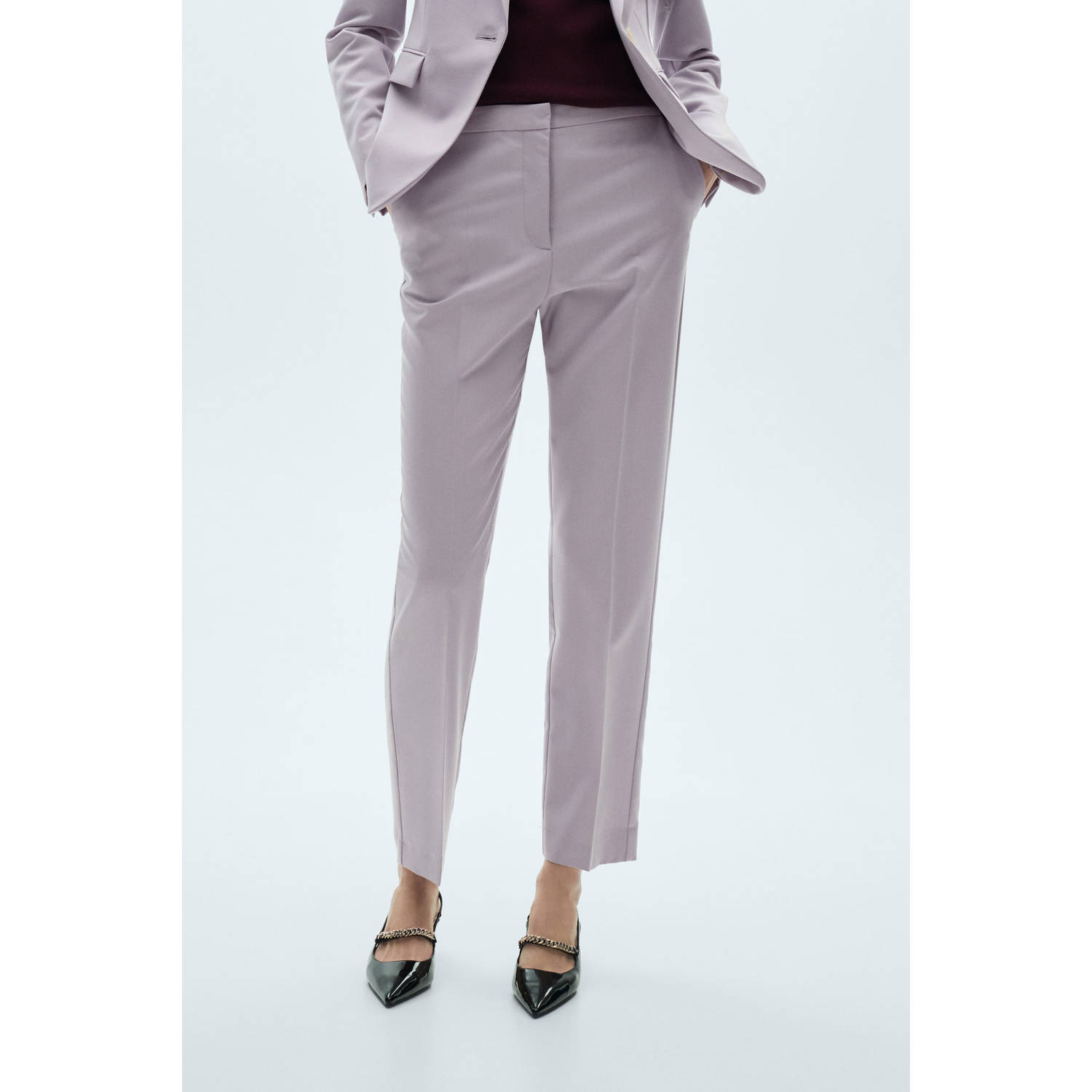 Mango straight regular waist pantalon lila