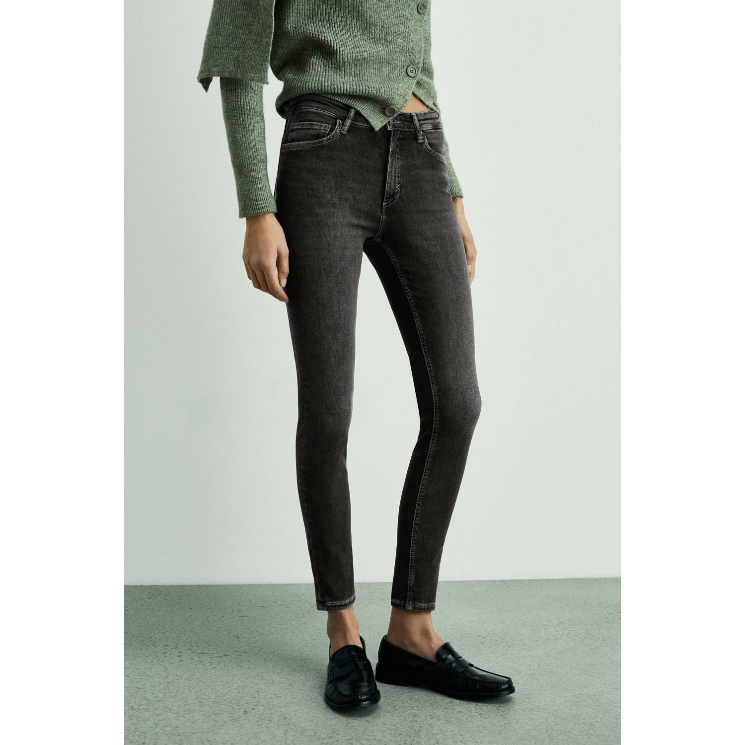 Mango regular waist skinny jeans grey denim