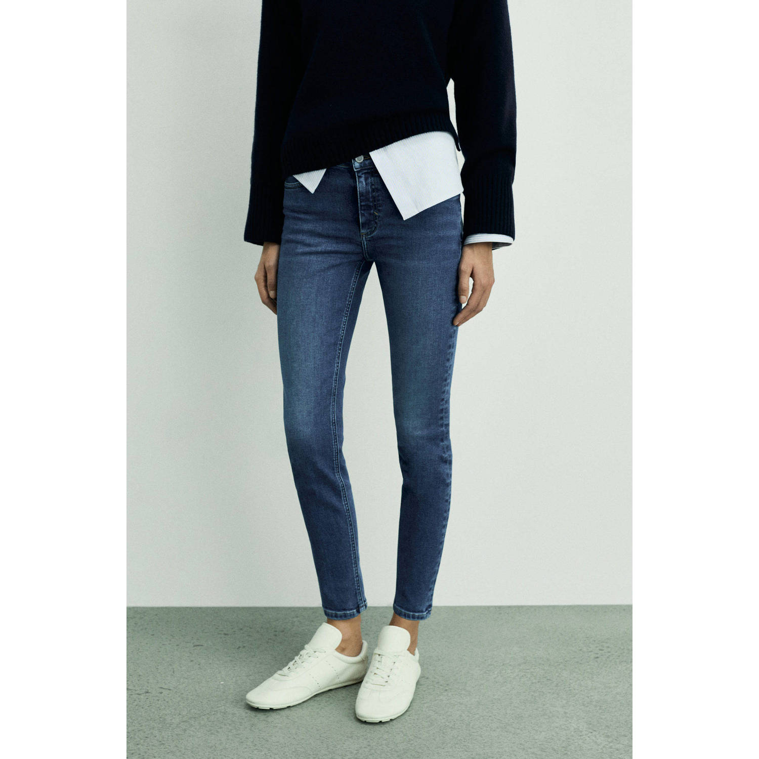 Mango regular waist skinny jeans dark blue denim