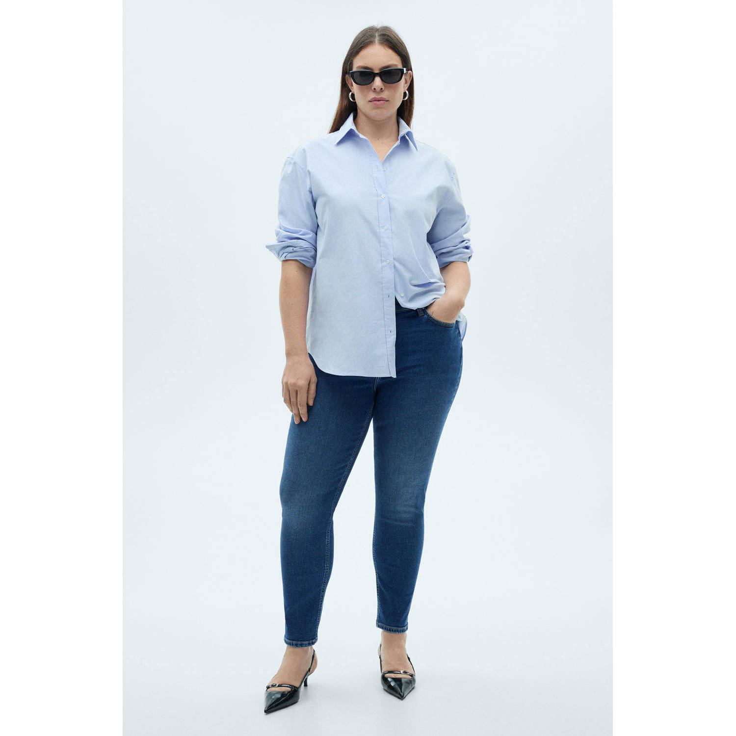 Mango regular waist skinny jeans dark blue denim