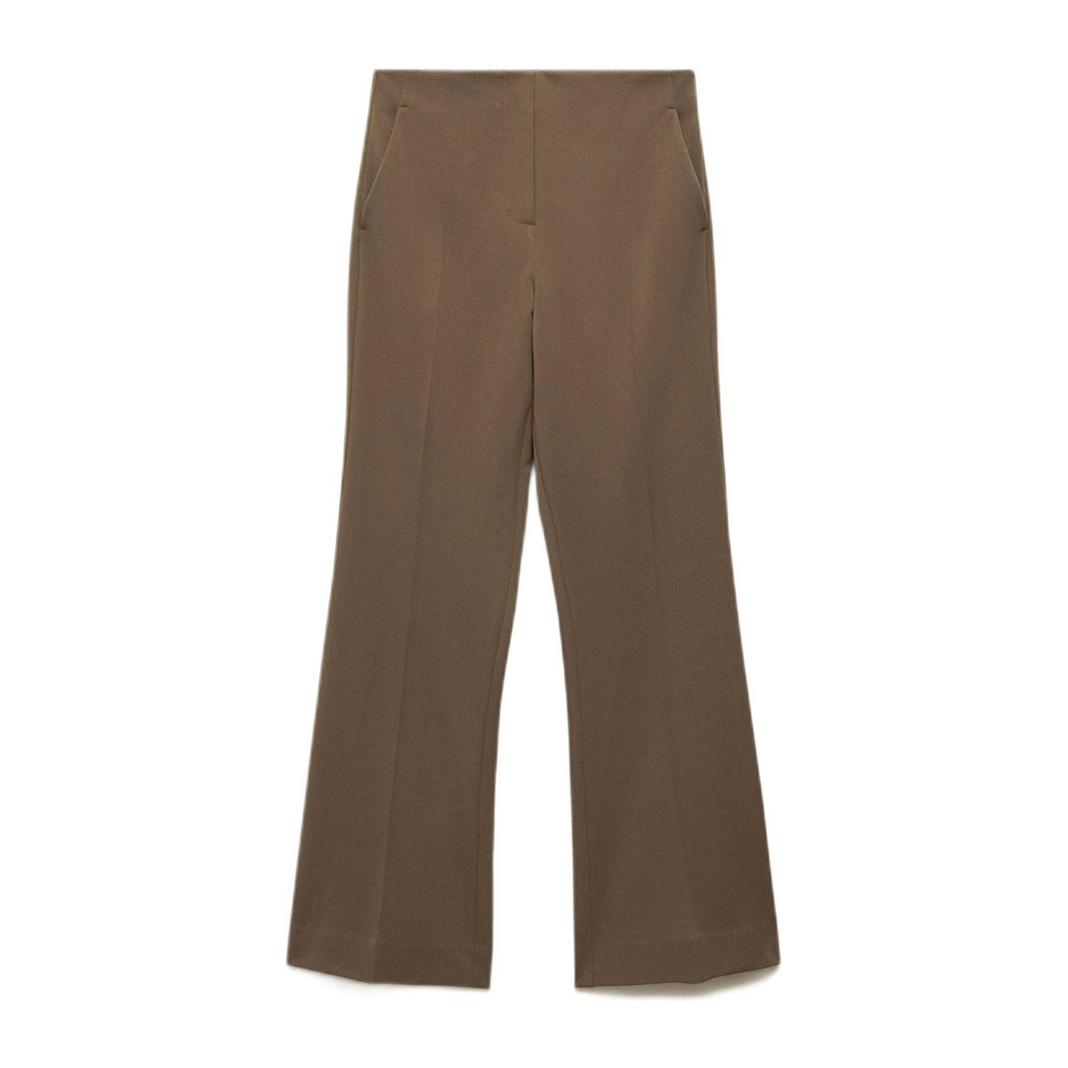 Mango flared regular waist broek kaki