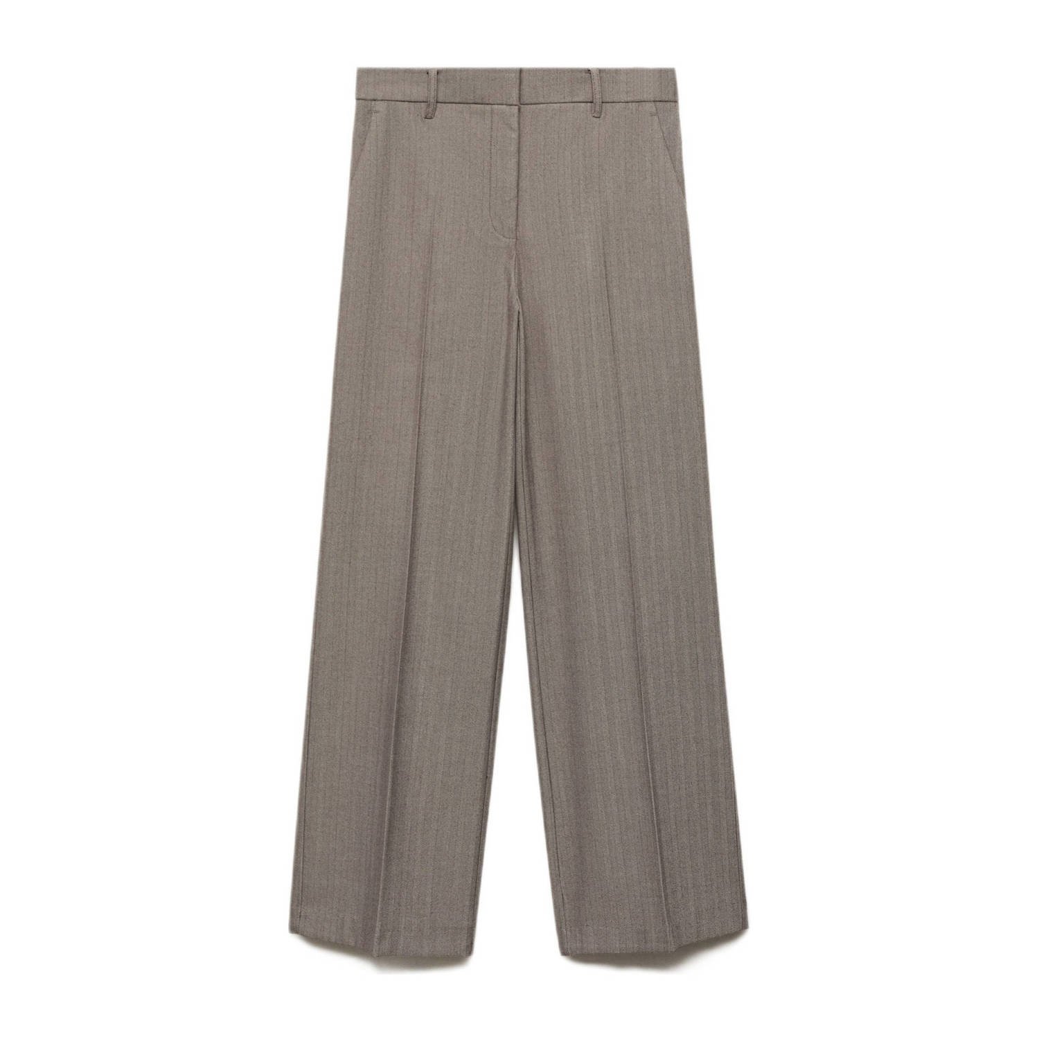 Mango wide leg regular waist broek bruin