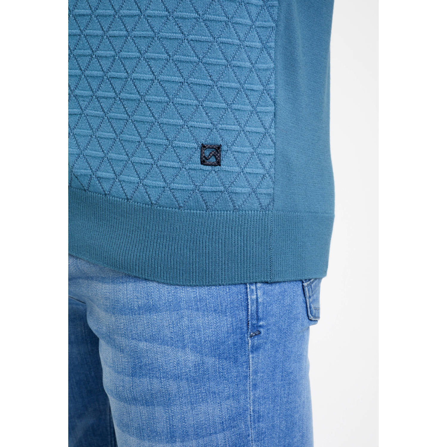 GABBIANO regular polo met ingebreid patroon petrol