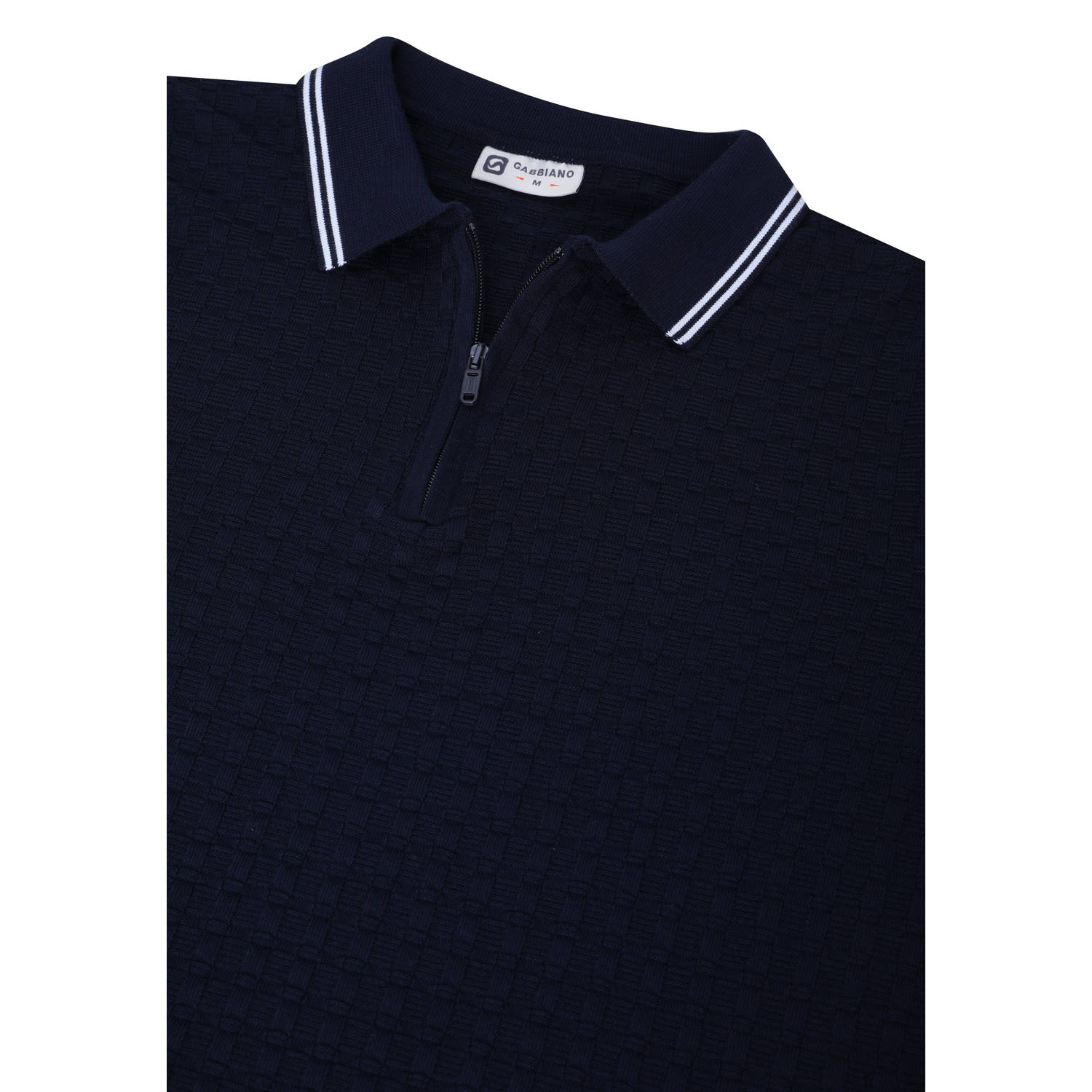 GABBIANO regular polo gebreid donkerblauw