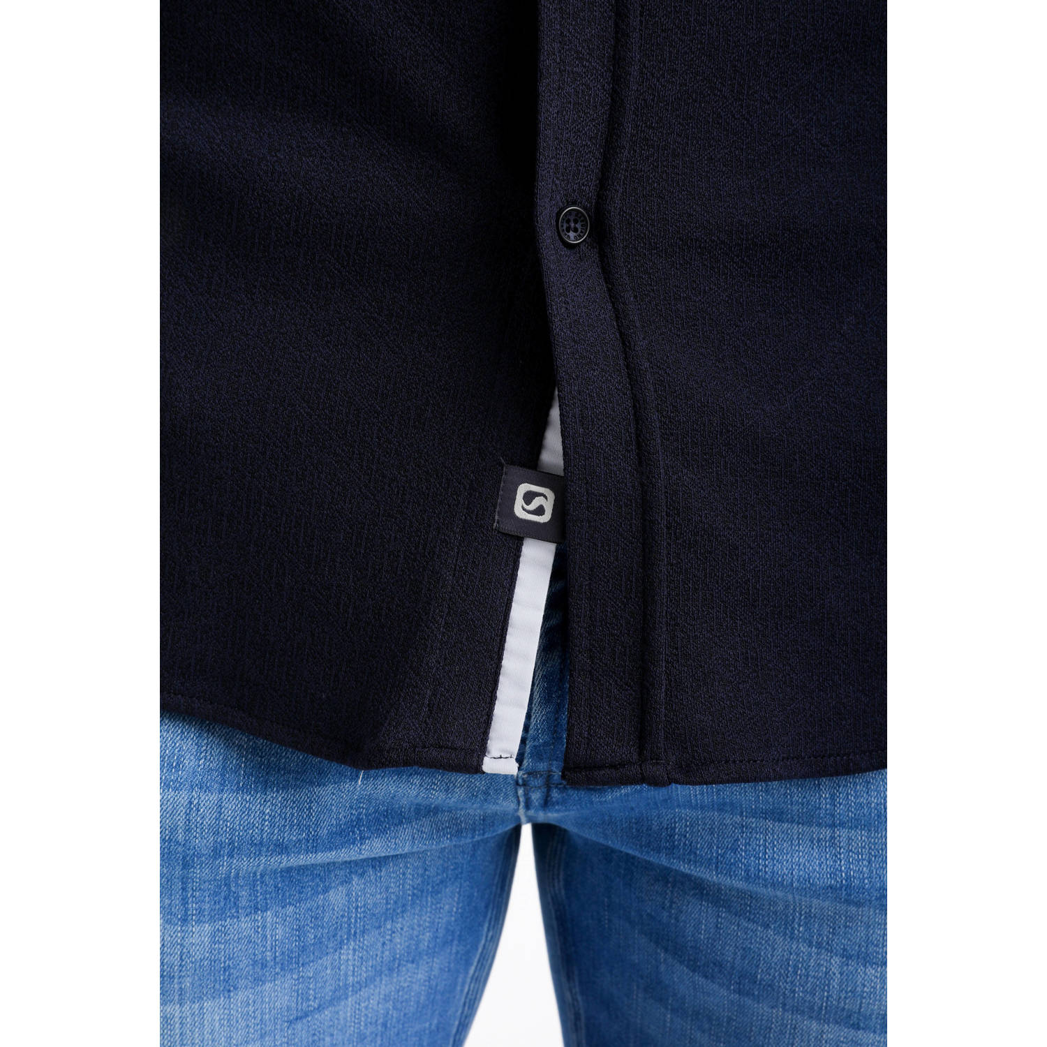 GABBIANO slim fit overhemd donkerblauw