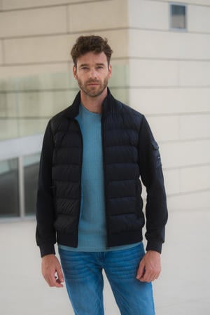 gewatteerde jas donkerblauw