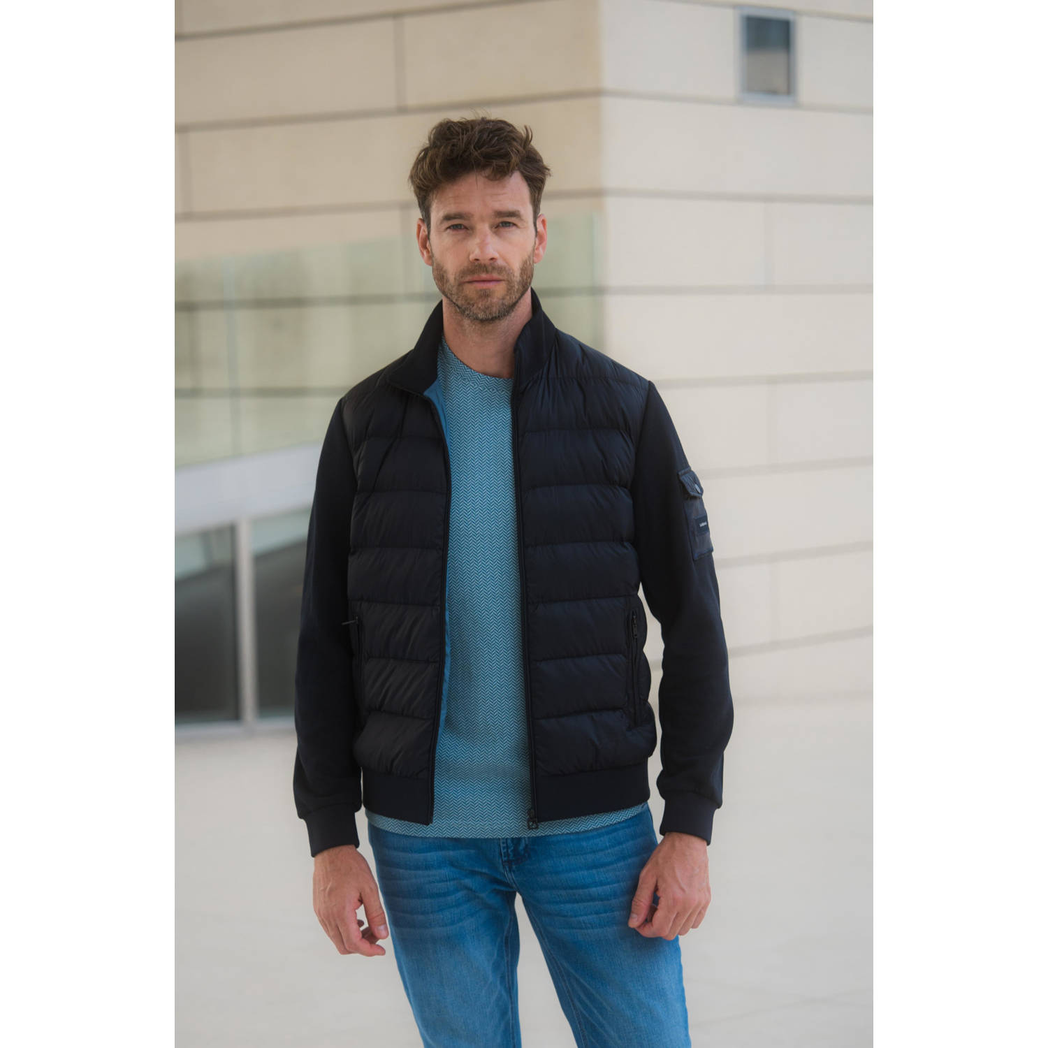 GABBIANO gewatteerde jas donkerblauw