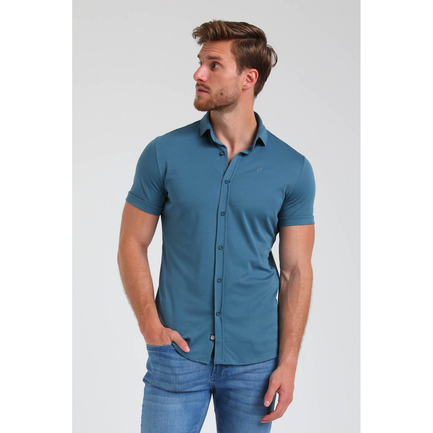 GABBIANO regular fit overhemd petrol