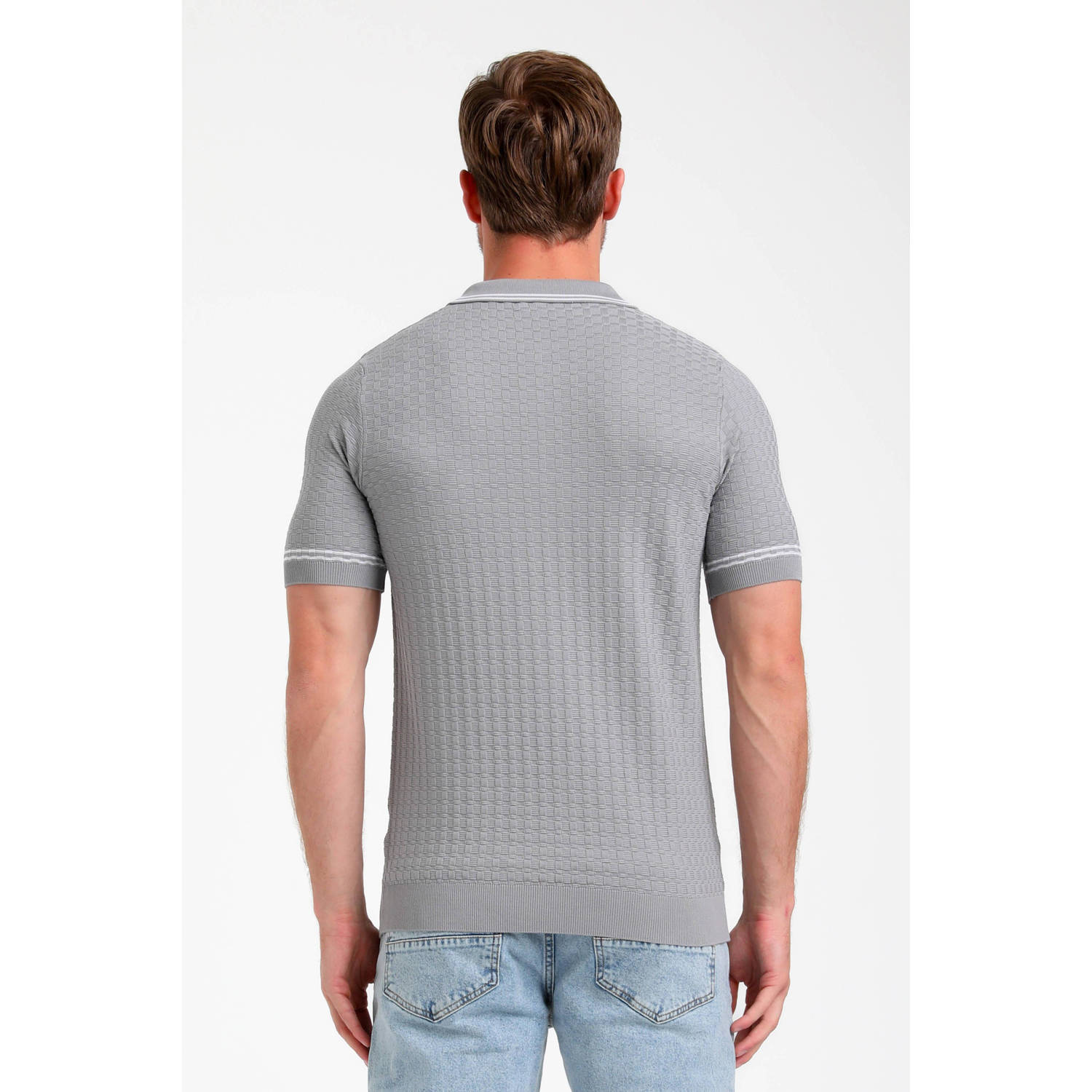 GABBIANO regular polo gebreid grijs