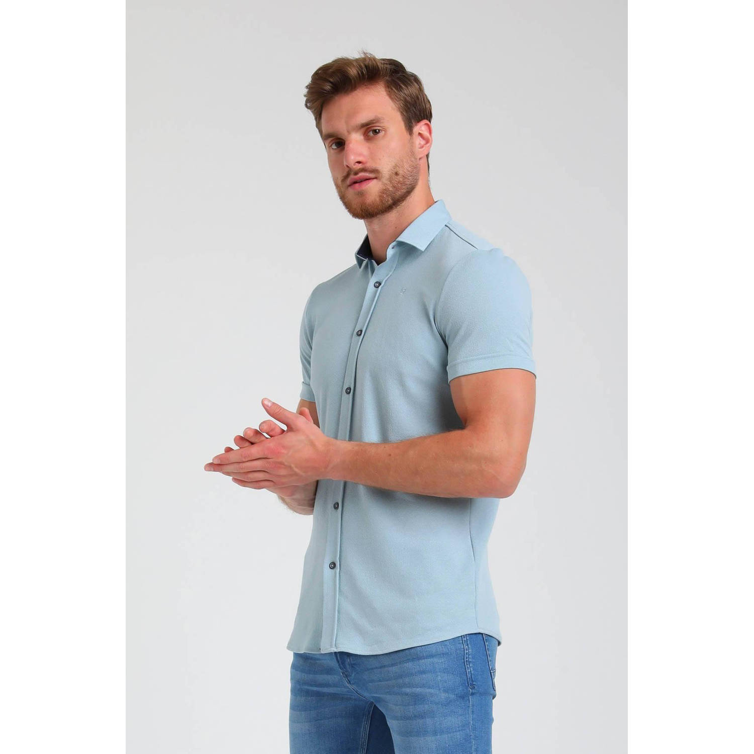 GABBIANO slim fit overhemd lichtblauw