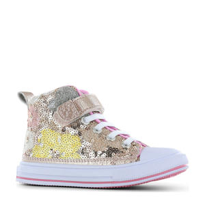   sneakers met pailletten goud
