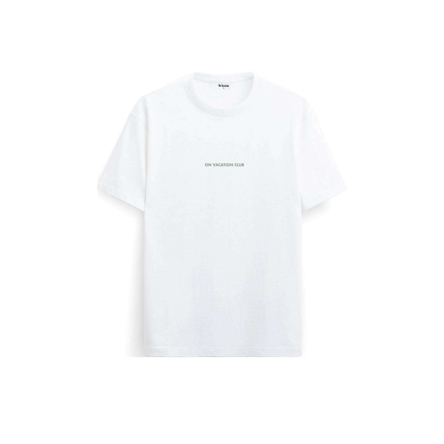 On Vacation Club T-shirt Bubbly Good Times met backprint wit lichtgroen zalm