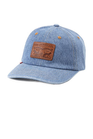 denim pet met logo blauw