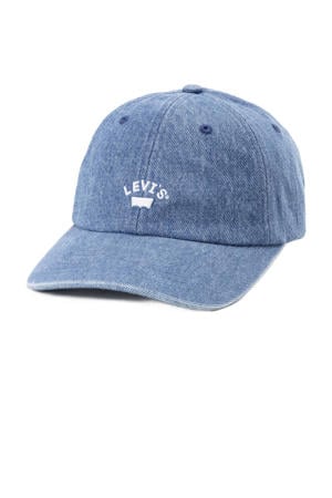 denim pet met logo blauw