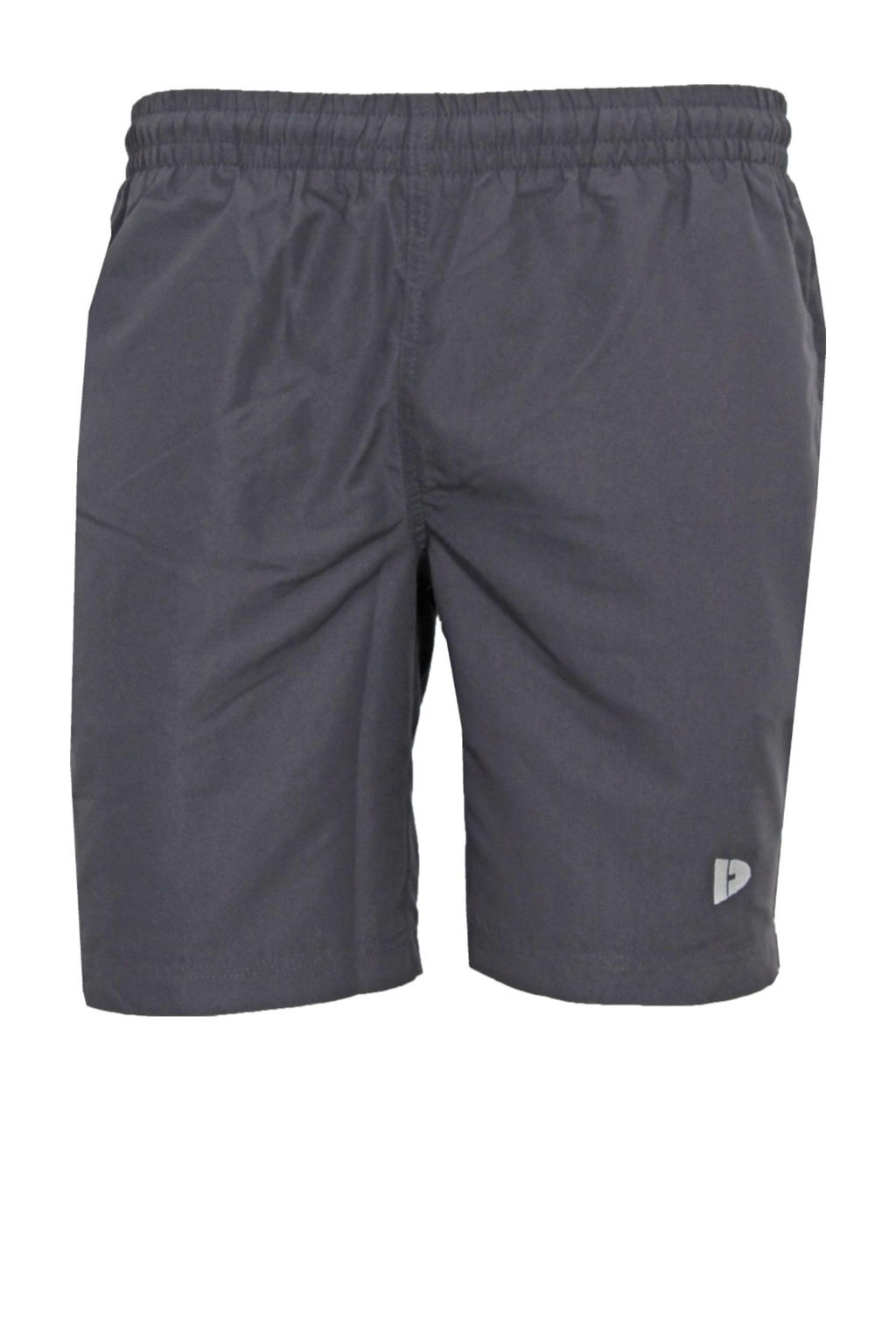 Grijze heren Donnay sportshort van polyester met regular fit, elastische tailleband met koord en effen