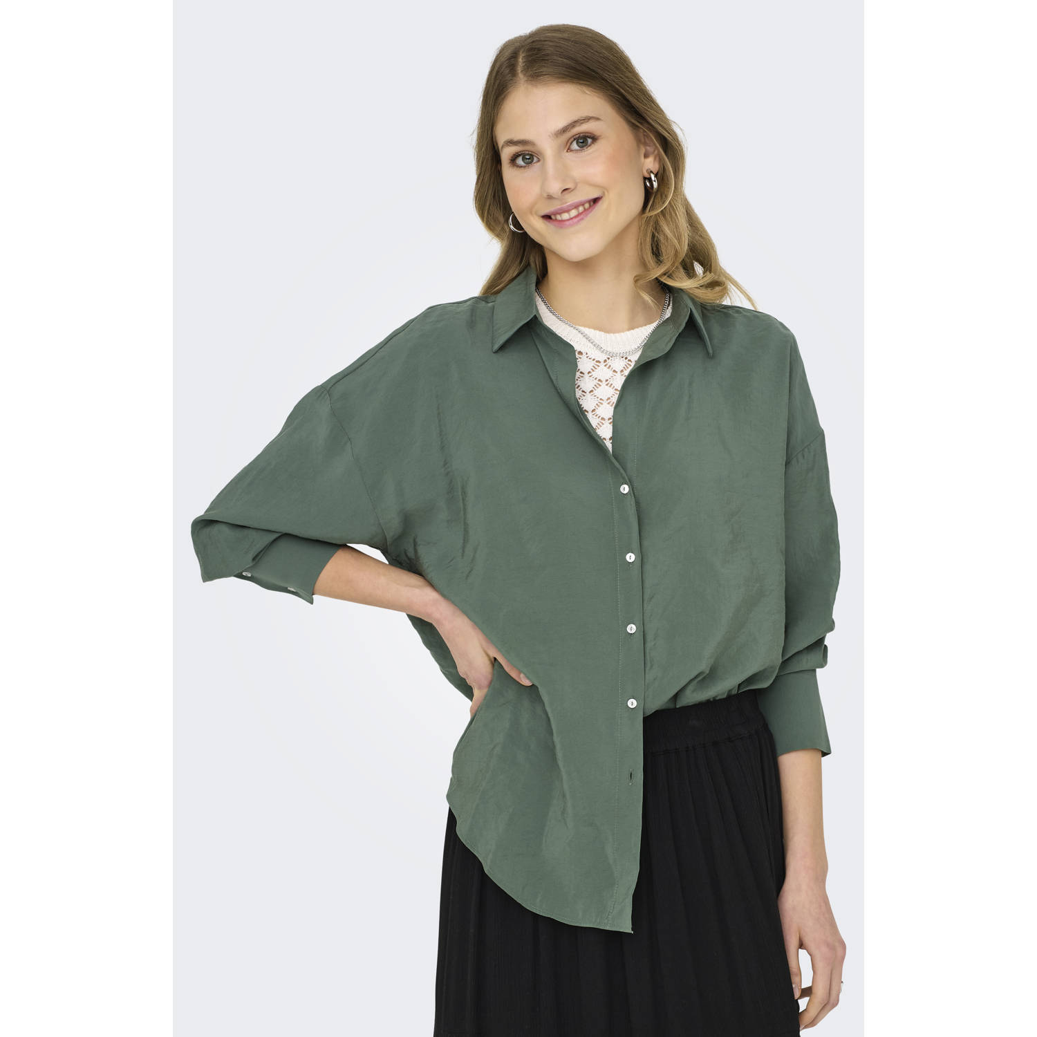Only Overhemdblouse ONLZAZIMA L S LOOSE SHIRT WVN NOOS