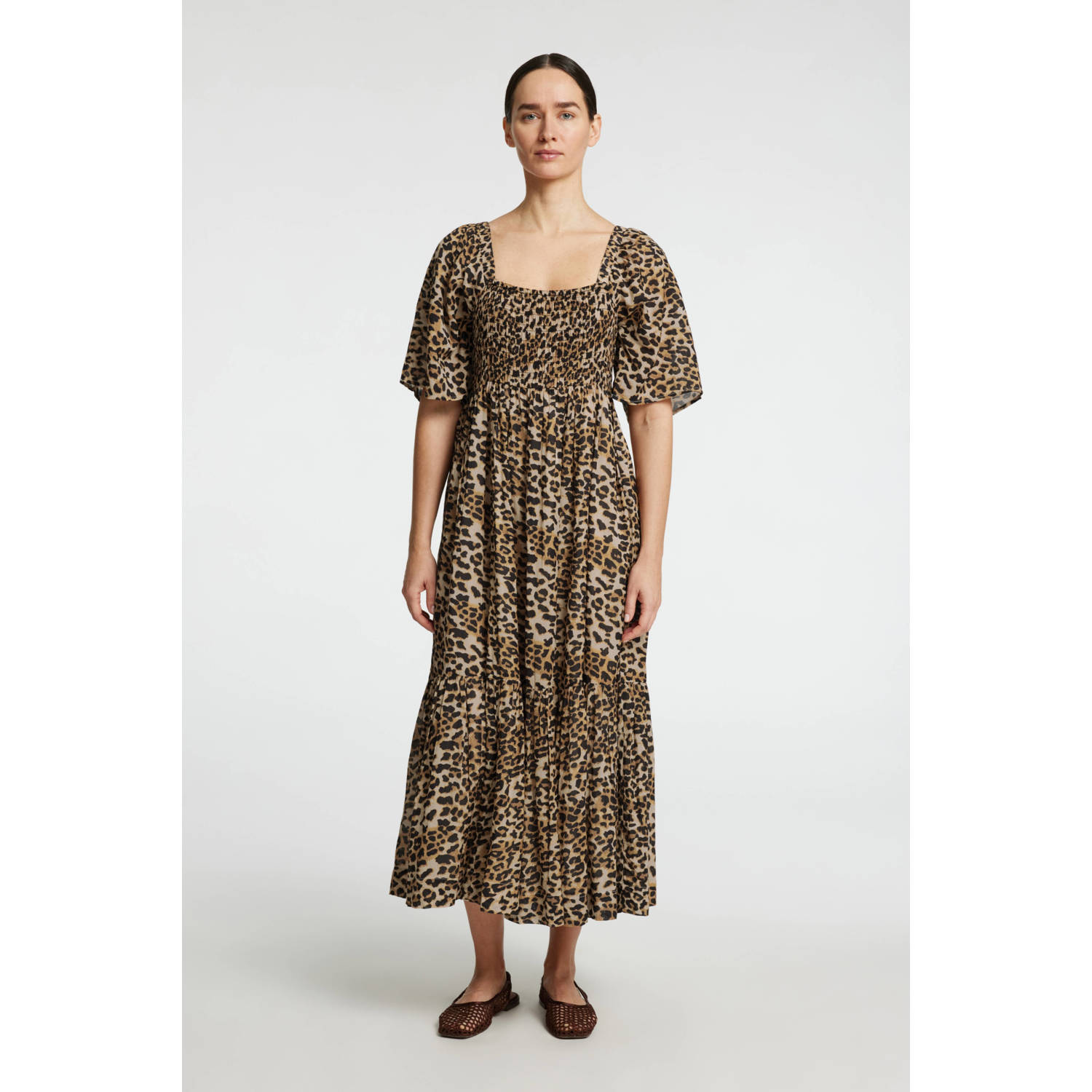 SELECTED FEMME midi jurk panterprint