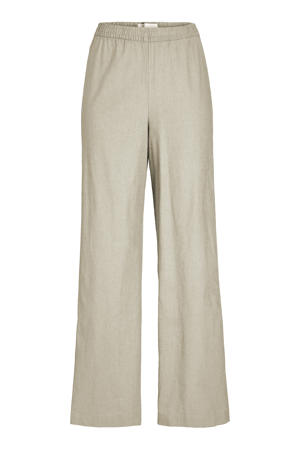 wide leg regular waist broek beige