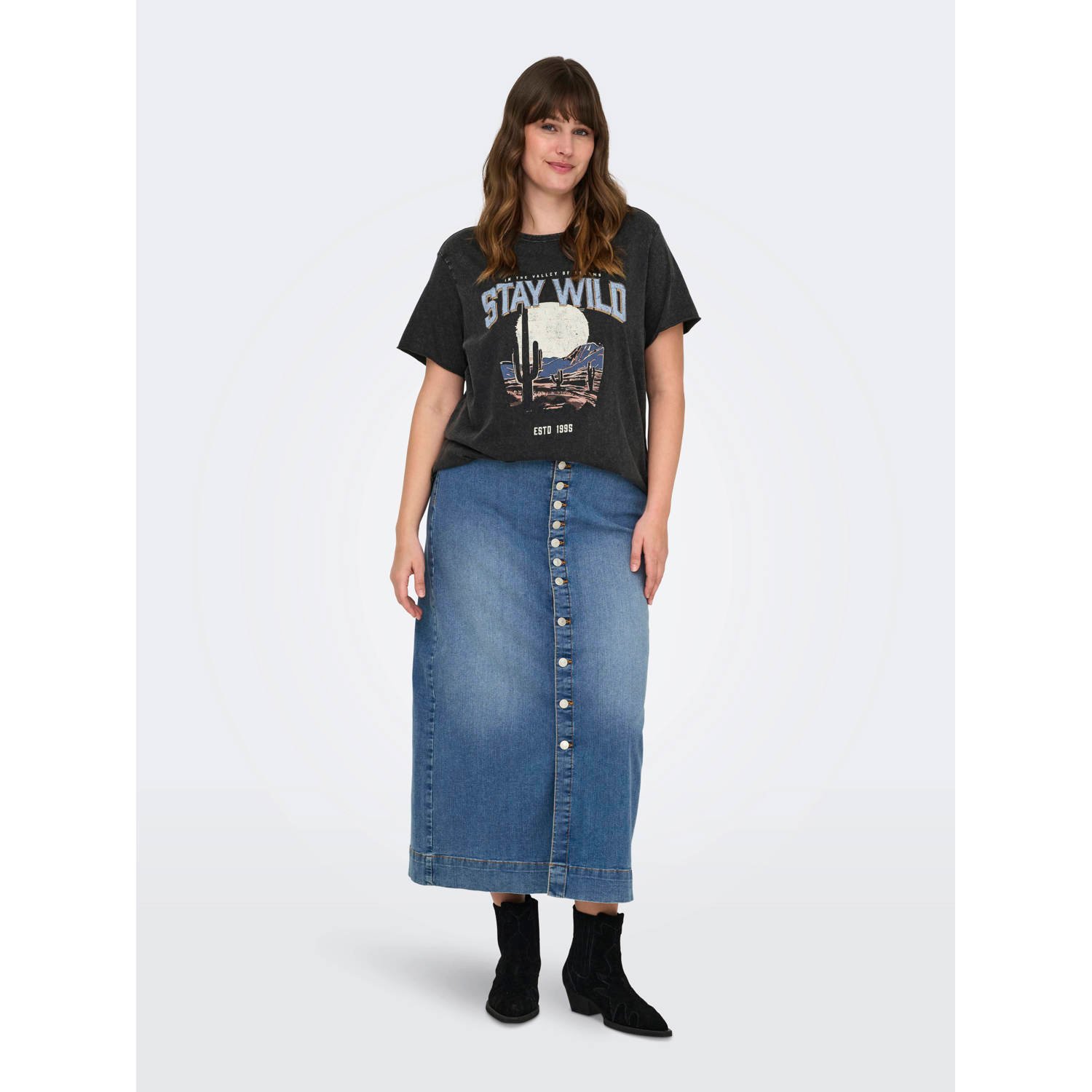 ONLY CARMAKOMA spijkerrok medium blue denim