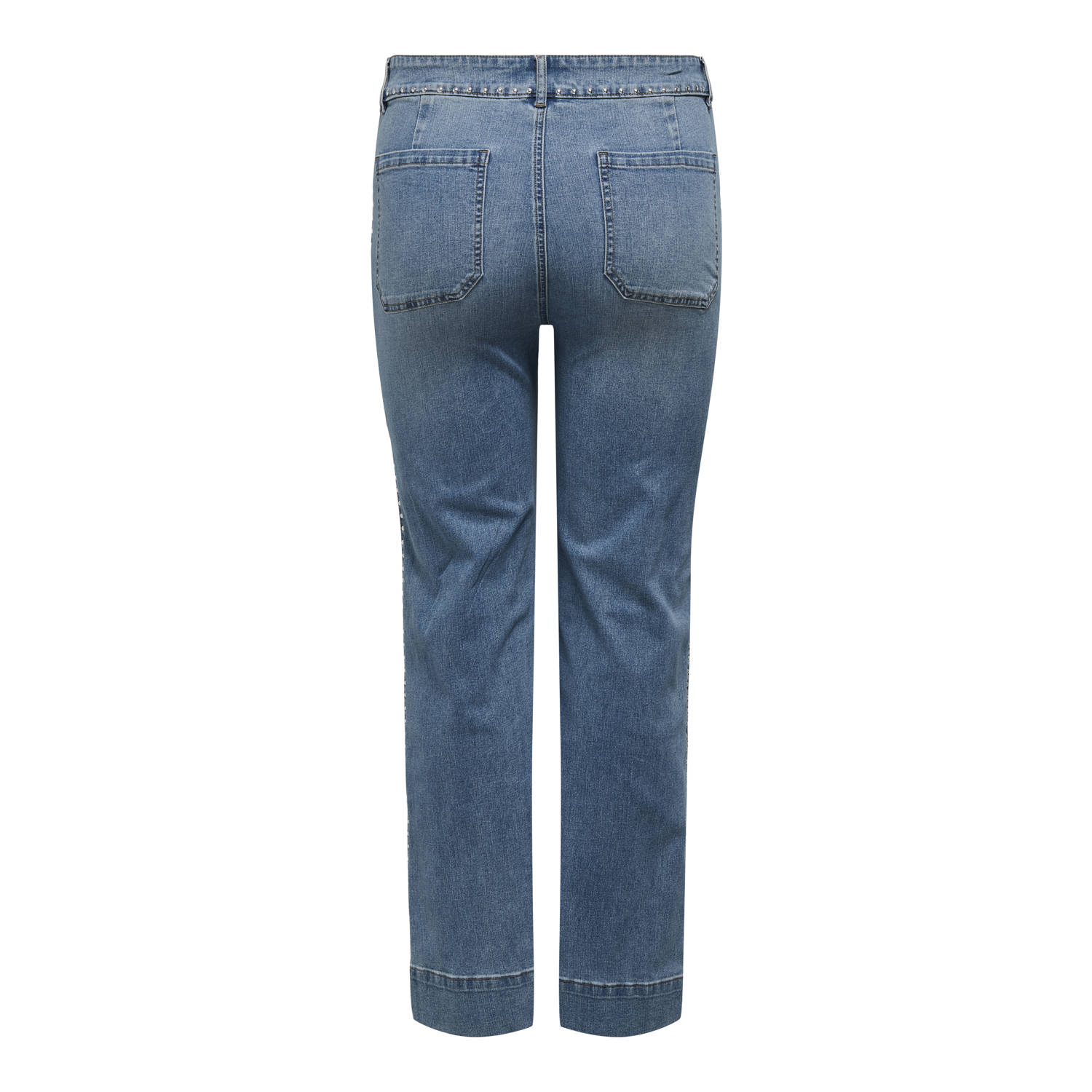 ONLY CARMAKOMA high waist wide leg jeans medium blue denim studs
