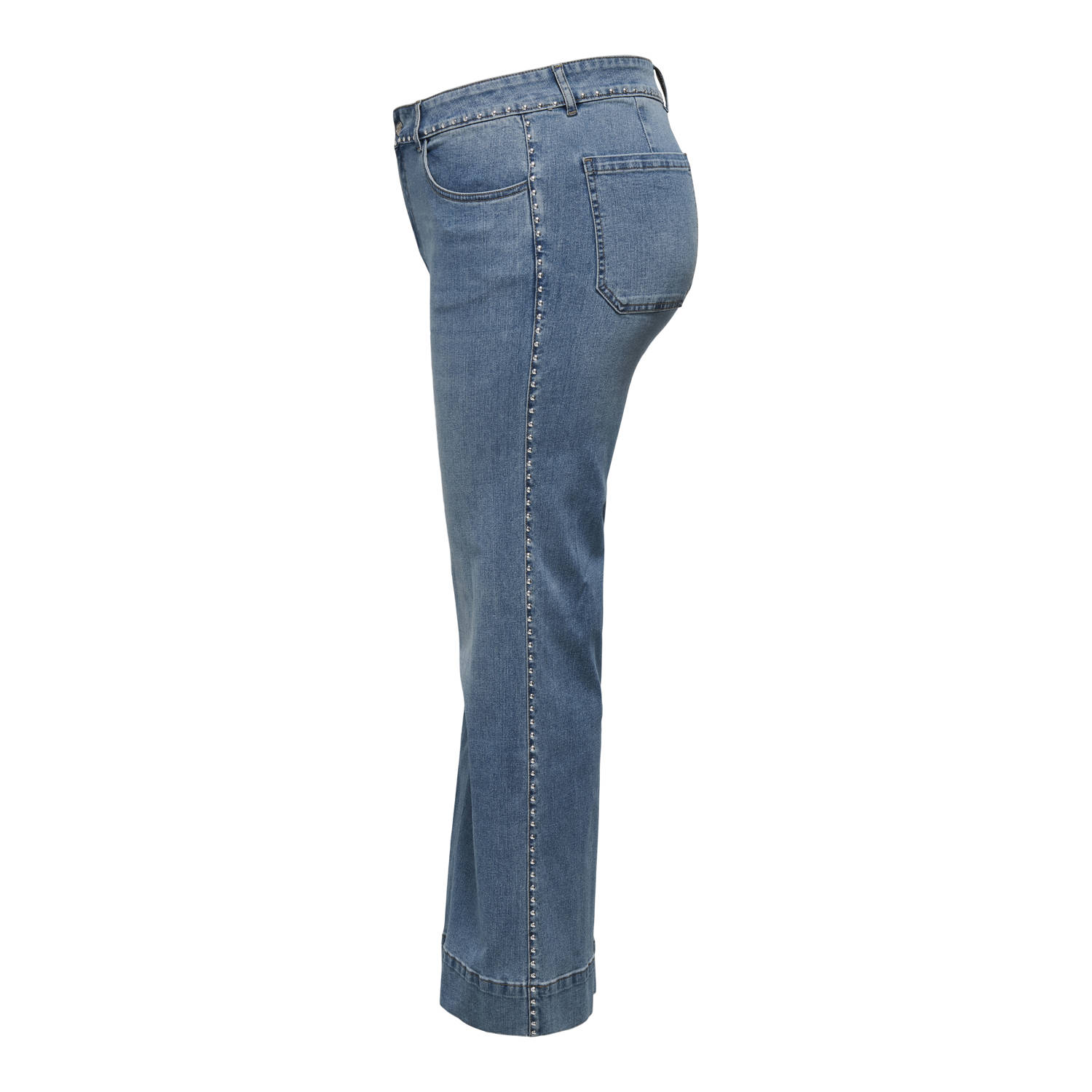 ONLY CARMAKOMA high waist wide leg jeans medium blue denim studs