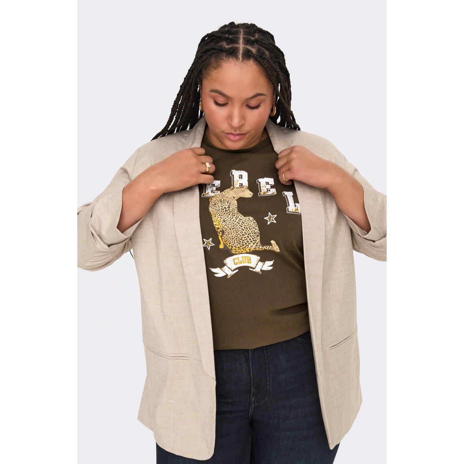 Only Carmakoma Life Washed Tee in Chocolate Martini Brown Dames