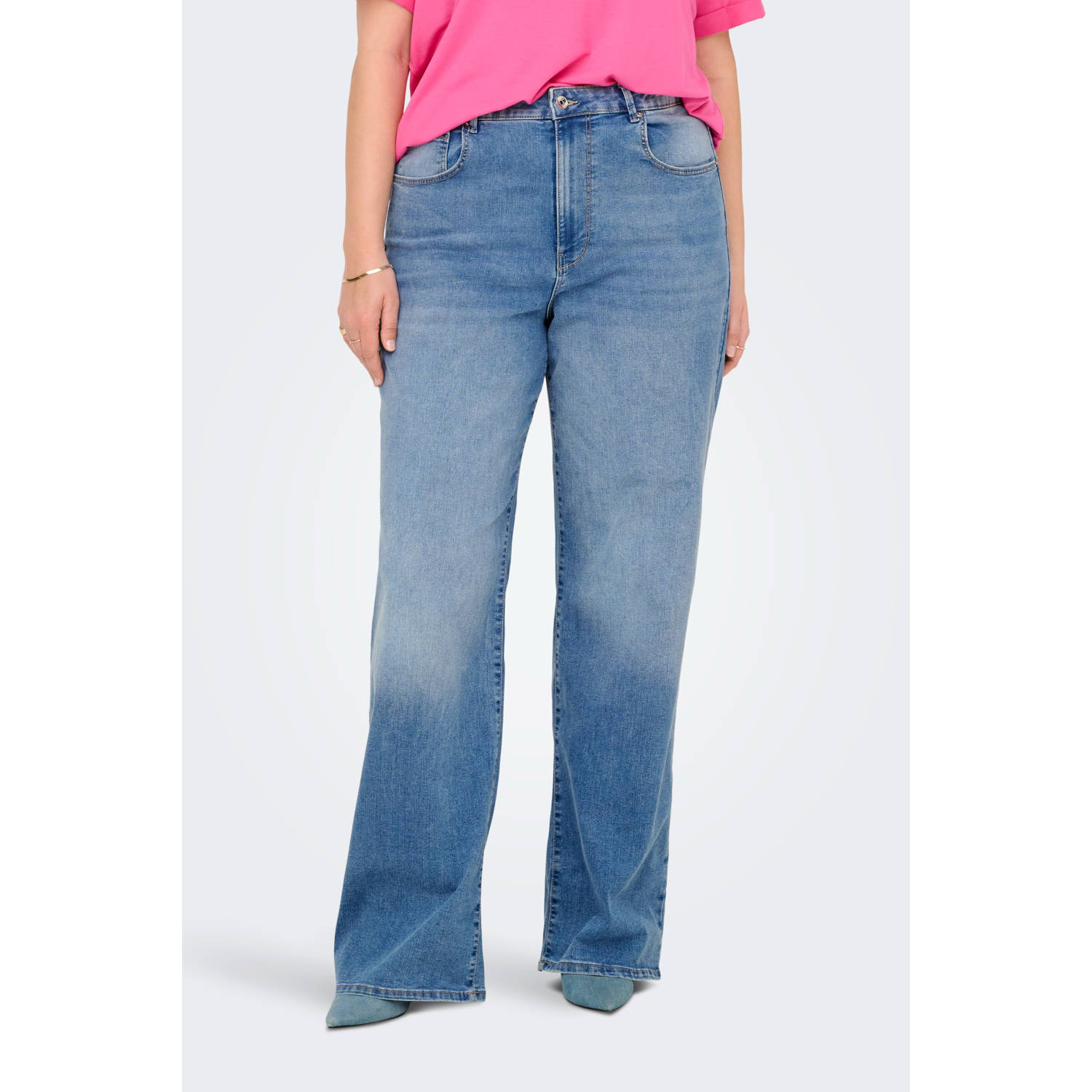 ONLY CARMAKOMA high waist wide leg jeans light blue denim