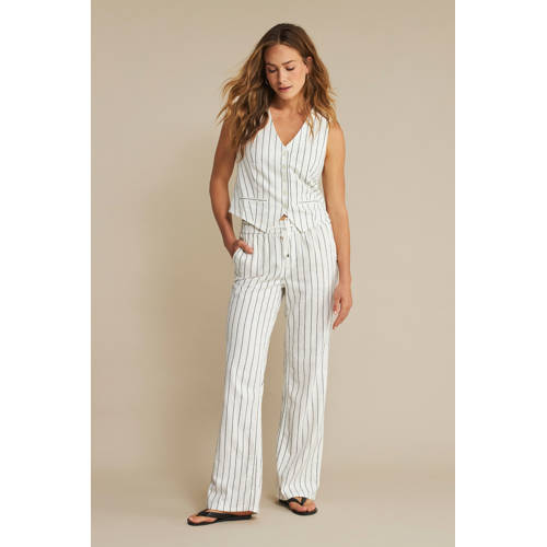 Red Button wide leg high waist broek ecru afbeelding