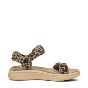 suède sandalen beige/zwart