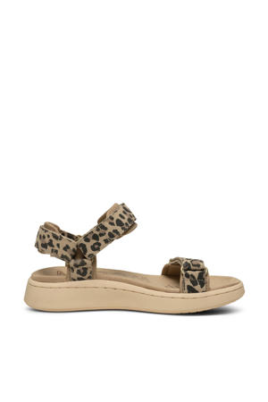 suède sandalen beige/zwart