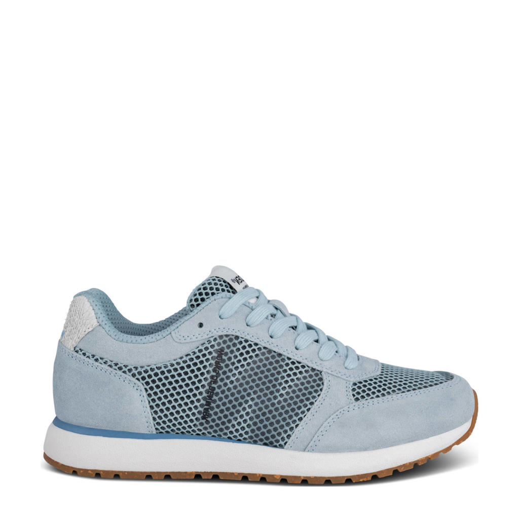 Lichtblauwe dames Woden Ronja icon sneakers van imitatieleer met veters