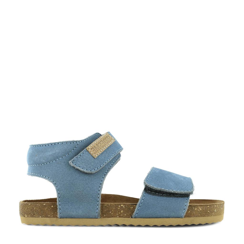Blauwe jongens Shoesme suède sandalen van leer met klittenband