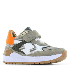   leren sneakers beige/oranje